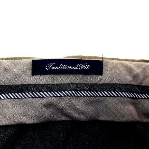 Land's End Wool Dress Pants 45/29 Beige Pleated Traditional Fit Adjustable Waist - Picture 8 of 9